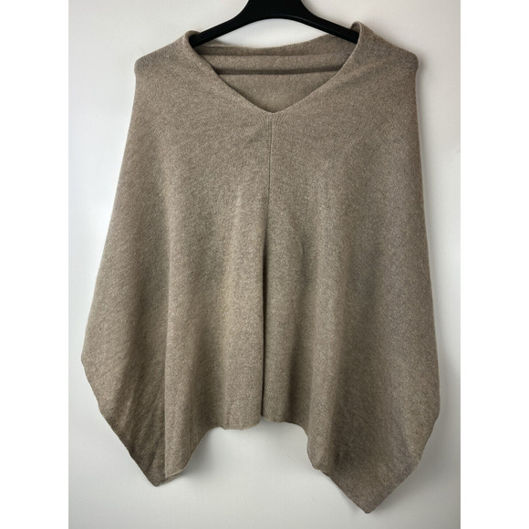 Alashan 100% Cashmere Draped Dress Topper Poncho Lightweight Soft & Cozy Tan NWT - Picture 7 of 16